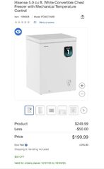 Hisense 5.0 cu ft. Convertible Chest Freezer $199.99 ($50 off)
