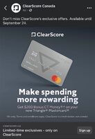 [Clearscore.ca] Get $200 CTM Bonus on Triangle Mastercard (YMMV?)