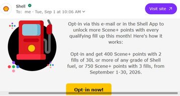 [Shell] Shell Bonus Scene+ Points (30Liters+), 400 Two fills, 750 Three Fills