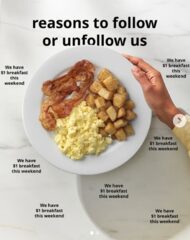 $1 traditional breakfast this weekend for rewards members