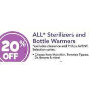 All Sterilizers and Bottle Warmers - 20% off