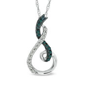 0.18 CT. T.W. Enhanced Blue And White Diamond Looping Abstract Pendant In 10k White Gold - $279.30 ($119.70 Off)