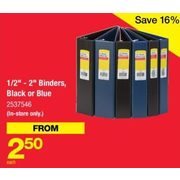 1/2" - 2" Binders, Black or Blue - From $2.50 (16% off)