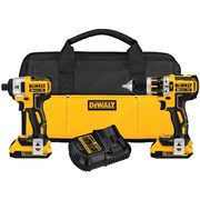 Dewalt 20V Max XR Brushless 1/2" Compact Hammerdrill and 1/4" Impact Driver Kit Free Dewalt 20V Max compact XR Lithium-Ion Battery