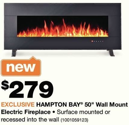 Hampton Bay 50 Wall Mount Electric, Hampton Bay 50 Inch Electric Fireplace Reviews