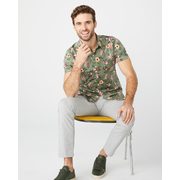 Slim Fit Short Sleeve Stretch Khaki Floral Shirt - $29.95 ($39.95 Off)