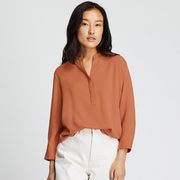 Uniqlo Limited-Time Offers: Women's Rayon Stand Collar 3/4 Sleeve Blouse $24.90, Men's Supima Cotton Short Sleeve T $9.90 + More