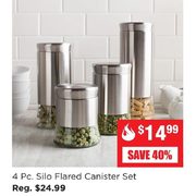 4 Pc. Silo Flared Canister Set - $14.99 (40% off)