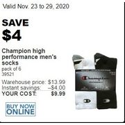 Champion High Performance Men's Socks - $9.99 ($4.00 off)