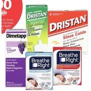 Dristan Nasal Mist or Spray or Tablets, Dimetapp Cough Syrup or Breathe Right Nasal Strips - 20% off