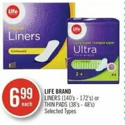 Life Brand Liners Or Thin Pads  - $6.99