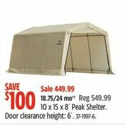 10x15x8' Peak Shelter - $449.99 ($100.00 off)