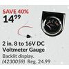 2 In. 8 to 16V DC Voltmeter Gauge - $14.99 (40% off)