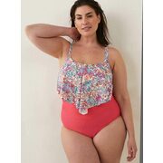 Ruffled Overlay Bikini Top With Floral Print - $34.99 ($34.96 Off)