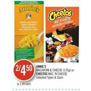 Annie's Macaroni & Cheese Or Cheetos Mac 'N Cheese - 2/$4.50