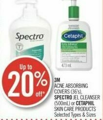 Shoppers Drug Mart: 3m Acne Absorbing Covers, Spectro Jel Cleanser or  Cetaphil Sun Care Products 